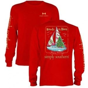 Simply Southern Christmas Holiday Long Sleeve Tee Shirt Nauty or Nice Size Small